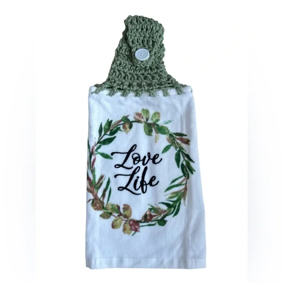 Hand Crafted Kitchen Hand Towels Crochet Hanging Colorful Floral Set - Picture 8 of 10